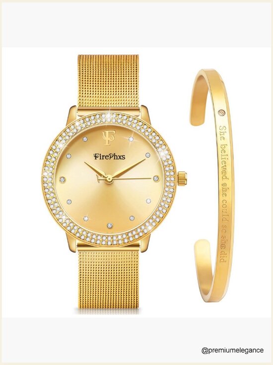 Crystal Analog Watch Stainless Steel Bracelet Wrist Watch